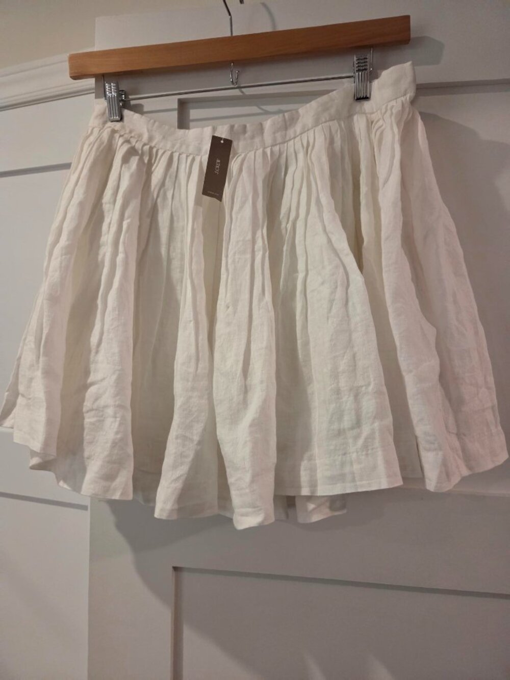 J Crew White Linen Full Mini Skirt NWT Size 14